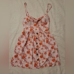 Floral Summer Dress in Orange and Red